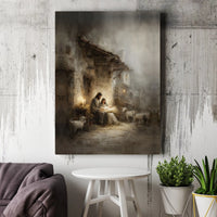 Holy Family Manger Canvas Wall Art, Nativity Scene Canvas Print, Christian Religious Canvas Decor, Christmas Nativity Art, Faith Home Present