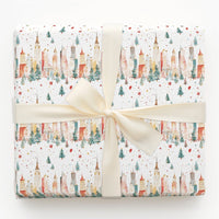 New York Holiday Gift Wrap, NYC Skyline Christmas Wrapping Paper, Watercolor Cityscape Wrapping Paper, Festive Winter Present Gift Wrap