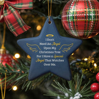 Loss of Loved One Star Ornament, Memorial Angel Wings Ornament, Ceramic Sympathy Keepsake, Remembrance Christmas Tree Ornament Present
