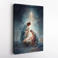 Holy Family Watercolor Canvas Art, Nativity Scene Canvas Print, Religious Christmas Wall Art Canvas, Christian Holiday Decor, Faith Present