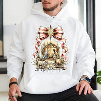 Oh Come Let Us Adore Him Sweatshirt, Nativity Scene Hoodie, Christian Christmas Scripture Pullover, Religious Holiday Apparel