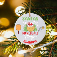 Santa's Favorite Player Ornament, Pickleball Grandma Christmas Ornament 2024, Ceramic Pickleball Sports Ornament, Holiday Present for Her