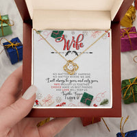 18k Gold Finish Knot Pendant Necklace, Love Knot Necklace for Wife, Cubic Zirconia Message Card Jewelry, Christmas Present for Her
