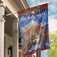 Buffalo Plaid Christmas House Flag, Oh Holy Night Nativity House Flag, Religious Holiday Banner, Double Sided Xmas Yard Decor Present