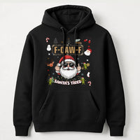 Humorous Middle Finger Christmas Hoodie, Santa's Tired Hoodie, Sarcastic Xmas Hooded Sweatshirt, Holiday Graphic Hoodie, Adult Xmas Present