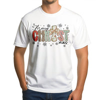 Leopard Plaid Religious Graphic Tee, Merry Christmas Cross T-Shirt, Christian Holiday Shirt, Faith Based Xmas Tee, Present for Women and Men
