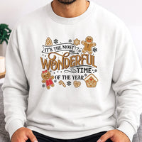 Most Wonderful Time Sweatshirt, Christmas Gingerbread Sweatshirt, Adorable Holiday Cookie Sweater, Festive Xmas Graphic Sweatshirt, Winter Present