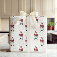 Vintage Christmas Gift Wrap, Classic Santa Claus Wrapping Paper, Red and White Holiday Wrapping Paper, Traditional Xmas Wrapping Paper Roll
