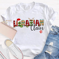 Custom Name Book Lover Holiday Shirt, Personalized Librarian Christmas T-Shirt, Festive Library Graphic Tee, Xmas Reading Present