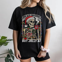 Humorous Skeleton Christmas Shirt, Dead Inside but Jolly AF T-Shirt, Sarcastic Holiday Graphic Tee, Coffee Lover Xmas Tee, Holiday Present