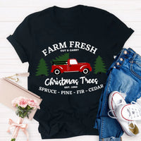 Vintage Botanical Holiday Graphic Tee, Farm Fresh Christmas Tree Teacher T-Shirt, Winter Christmas Shirt, Teacher Present