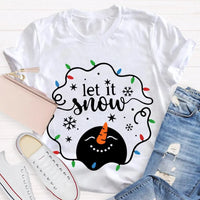 Let It Snow Holiday Graphic Tee, Christmas Lights Snowflakes Snowmen Shirt, Winter Wonderland T-Shirt, Festive Xmas Tee, Adorable Christmas Present