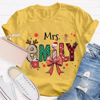 Custom Name Letter Holiday Shirt, Personalized Christmas T-Shirt, Matching Family Xmas Tee, Merry Christmas Present for Family