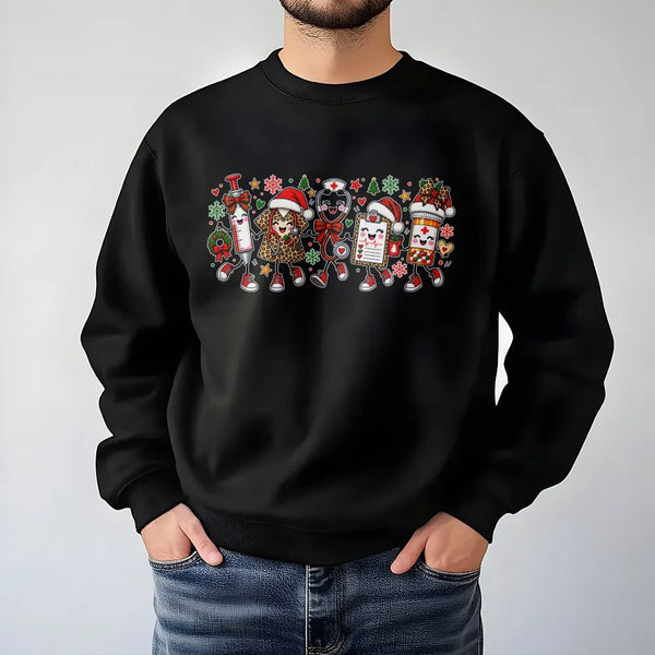 Medical Christmas Squad Crewneck, Christmas Nurse Sweatshirt, Syringe Pill Bottle Pullover, Pharmacist Holiday Sweater, RN Xm