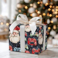Gamer Santa Gift Wrap, Video Game Controller Wrapping Paper, Kids Christmas Wrapping Paper, Retro Gaming Holiday Paper Roll