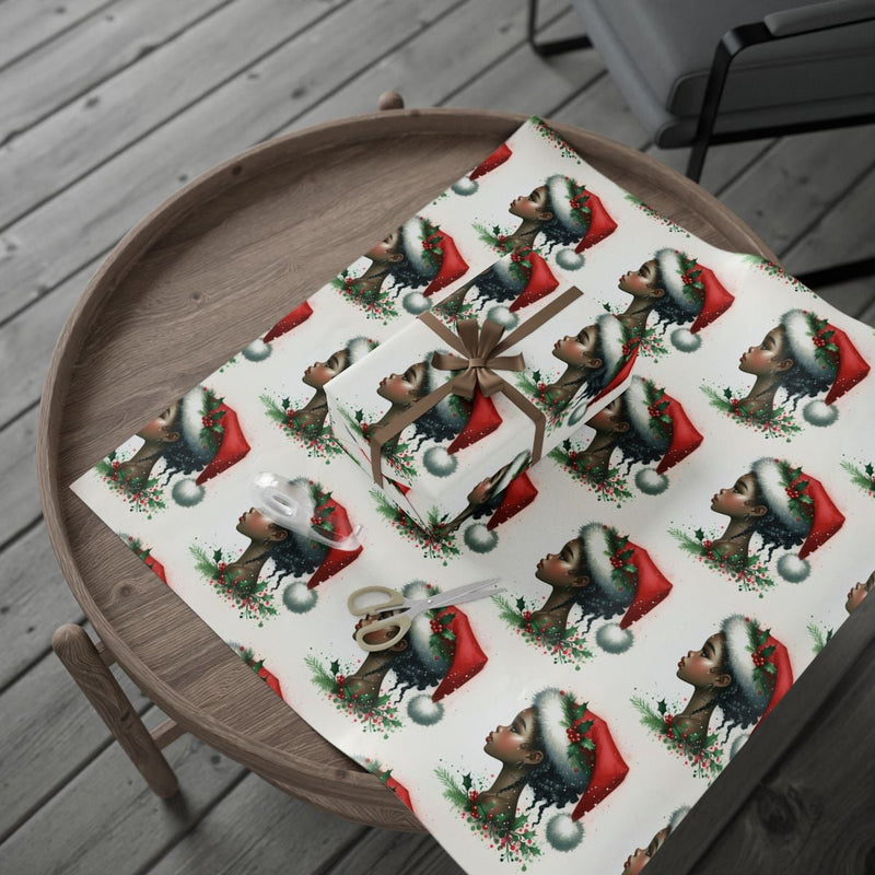 Afrocentric Holiday Gift Wrap, Black Woman Christmas Wrapping Paper, African American Wrapping Paper, Festive Xmas Gift Wrap, Present Paper