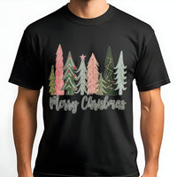 Boho Pine Forest Graphic Tee, Merry Christmas Tree T-Shirt, Festive Holiday Season T-Shirt, Botanical Winter Tree Shirt, Christmas T-Shirt