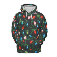 Festive Christmas Sweatshirt, Christmas Lights Hoodie, Retro Christmas Lights Pullover, Xmas Party Hooded Sweater, Comfy Holiday Winter Present