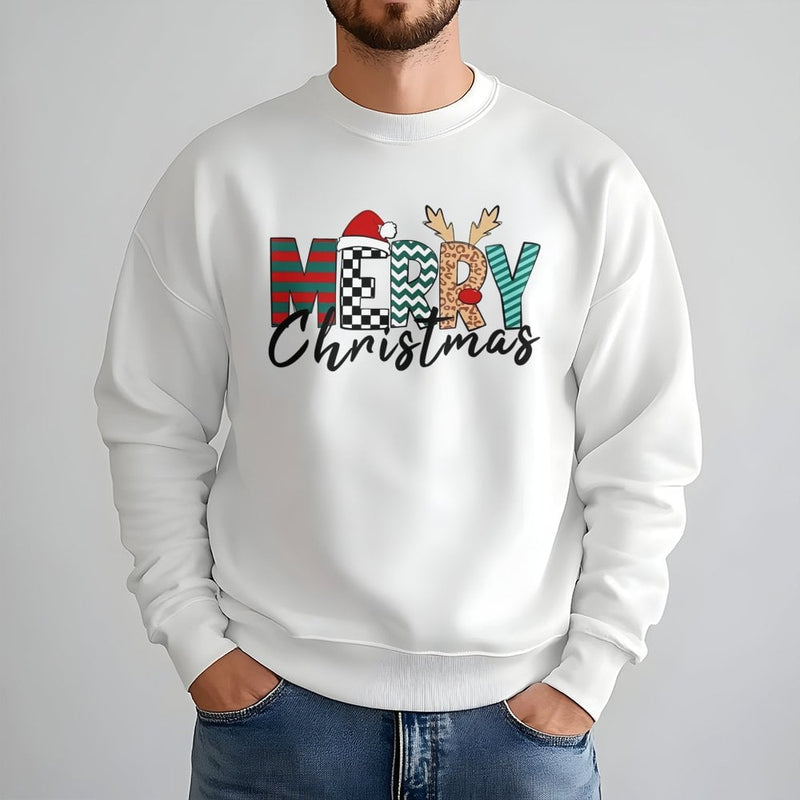 Festive Plaid Leopard Holiday Sweater, Merry Christmas Sweatshirt, Adorable Buffalo Plaid Crewneck, Comfy Winter Christmas Graphic Pullover