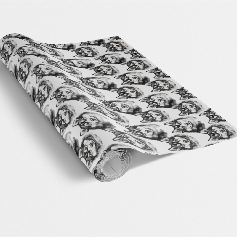 Watercolor Dog Gift Wrap, Siberian Husky Wrapping Paper, Winter Holiday Present Paper, Husky Lover Birthday Wrap, Christmas Pet Gift Wrap
