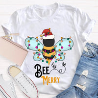 Santa Hat Honeybee Shirt, Bee Merry Christmas T-Shirt, Humorous Bee Lover Holiday Tee, Adorable Insect Xmas Graphic Tee, Christmas Present