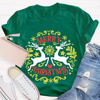Festive Reindeer Holiday Graphic Tee, Christmas Elk T-Shirt, Winter Deer Shirt, Adorable Merry Christmas Animal T-Shirt, Xmas Apparel