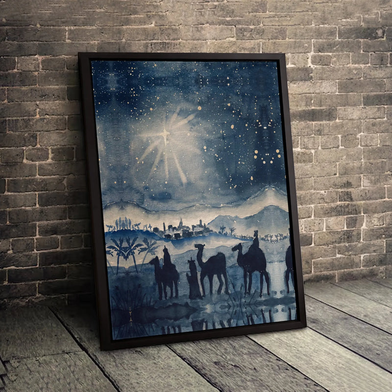 Three Wise Men Bethlehem Canvas Art, Nativity Scene Canvas Print, Watercolor Holy Night Canvas, Religious Wall Decor, Christmas Decor Present