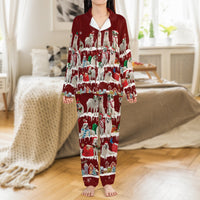 Festive Dog Pajama Set, Christmas Great Pyrenees Pajamas, Holiday Dog Satin Pajamas, Silky Sleepwear Loungewear Set, Dog Lover Pajama Set