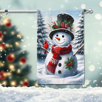 Double Sided Christmas Yard Flag, Snowman Welcome Winter Garden Flag, Holiday Snowman Lawn Flag, Winter Outdoor Decor Present