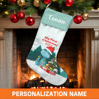 Personalized Dino Stocking, My First Christmas 2025 Baby Dinosaur Stocking, Custom Newborn Holiday Stocking, Baby First Christmas Stocking