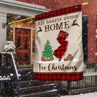 All Hearts Come Home for Christmas Flag, New Jersey Christmas Garden Flag, Buffalo Plaid State Yard Banner, Holiday Home Decor Present