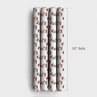 Adorable Watercolor Rabbit Gift Wrap, Santa Hat Bunny Christmas Wrapping Paper, Festive Animal Lover Wrapping Paper, Holiday Gift Wrap Roll