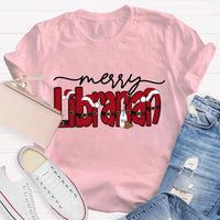 Merry Christmas Bookish T-Shirt, Librarian Christmas Shirt, Holiday Book Lover Graphic Tee, Reading Teacher Winter Holiday Shirt Present