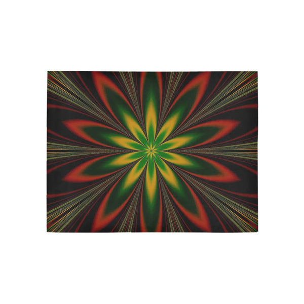 Holiday Geometric Hallway Rug, Christmas Fractal Flower Runner Rug, Festive Winter Floral Kitchen Rug, Xmas Pattern Floor Mat