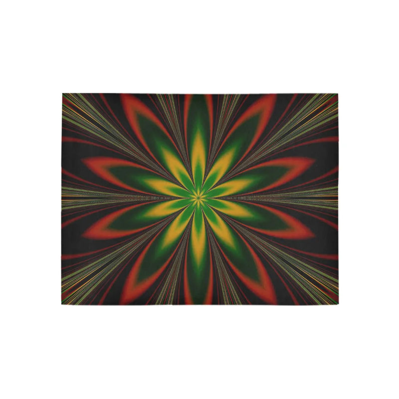 Holiday Geometric Hallway Rug, Christmas Fractal Flower Runner Rug, Festive Winter Floral Kitchen Rug, Xmas Pattern Floor Mat Carpet