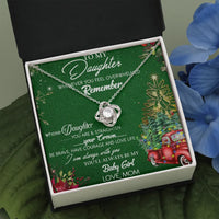 Daughter Christmas Jewelry Present, To My Daughter Love Knot Necklace, 14k White Gold Finish Pendant Necklace, Holiday Necklace Present from Mom