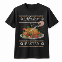 Humorous Thanksgiving Food Pun Shirt, Master Baster T-Shirt, Turkey Chef Graphic Tee, Sarcastic Christmas Holiday Present for Dad T-Shirt