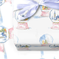 Watercolor New York City Skyline Gift Wrap, NYC Snow Globe Christmas Wrapping Paper, Winter Holiday Wrapping Paper Roll
