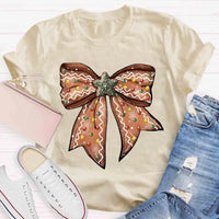 Adorable Holiday Gingerbread Tee, Christmas Gingerbread Bow T-Shirt, Retro Christmas Graphic Shirt, Festive Xmas Tee, Holiday Present for Women