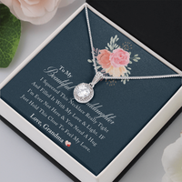 Eternal Hope Cubic Zirconia Necklace, Granddaughter Necklace Present, White Gold Over Stainless Steel Pendant, Birthday Christmas Jewelry