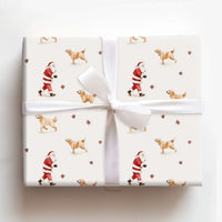 Christmas Santa Dog Gift Wrap, Golden Retriever Wrapping Paper, Watercolor Holiday Present Wrapping Paper, Adorable Puppy Xmas Holiday Gift Wrap