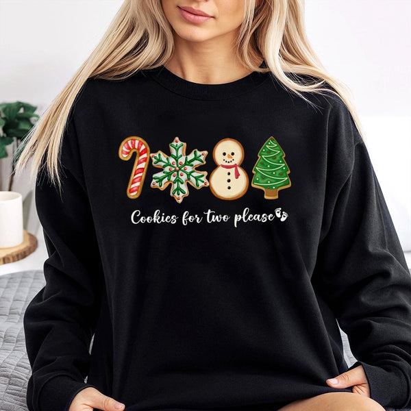 Gingerbread Baby Pregnancy Reveal Crewneck, Cookies for Two Please Christmas Sweatshirt, Festive Maternity Holiday Sweater Pu