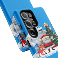 Classic Holiday Cartoon Scene Phone Cover, Christmas Cartoon Phone Case, Winter Xmas Tough Phone Case, Festive Present