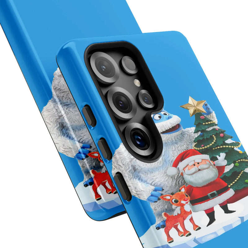 Classic Holiday Cartoon Scene Phone Cover, Christmas Cartoon Phone Case, Winter Xmas Tough Phone Case, Festive Present
