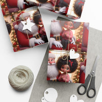 Black Santa Claus Holiday Gift Wrap Roll, African American Girl Santa Wrapping Paper, Festive Christmas Wrapping Paper, Xmas Present Wrap