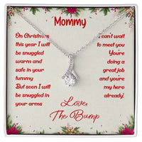 From the Bump Pregnancy Pendant, First Christmas Mom-to-Be Necklace, 14k White Gold Finish Jewelry