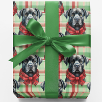 Plaid Holiday Dog Wrapping Paper, Cane Corso Christmas Wrapping Paper, Festive Mastiff Gift Wrapping Paper, Dog Lover Xmas Present Wrap