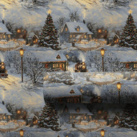 Snowy Village Holiday Gift Wrap, Vintage Steam Train Christmas Wrapping Paper, Nostalgic Xmas Wrapping Paper, Winter Present Gift Wrap Roll