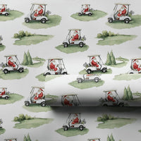 Santa Golf Cart Holiday Gift Wrap, Golf Santa Christmas Wrapping Paper, Golfer Xmas Wrapping Paper, Humorous Golf Lover Gift Wrapping Paper