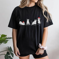 Spooky Kitten Santa Hat Shirt, Christmas Cat Ghost T-Shirt, Creepmas Graphic Tee, Adorable Holiday Ghost Cat T-Shirt, Humorous Cat Lover Present